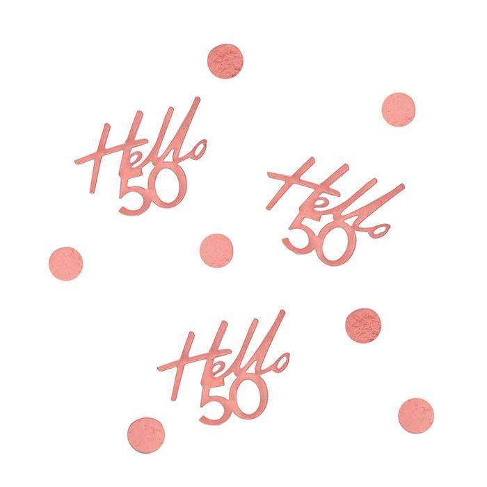 Hello 50 Rosaguld Konfetti til Fødselsdagsfest