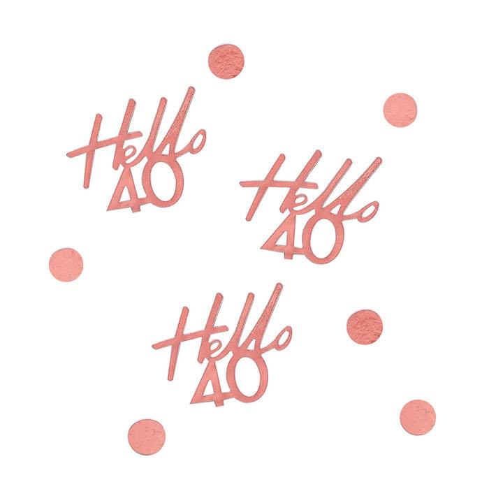 Hello 40 Roséguld Konfetti til Fødselsdagspynt