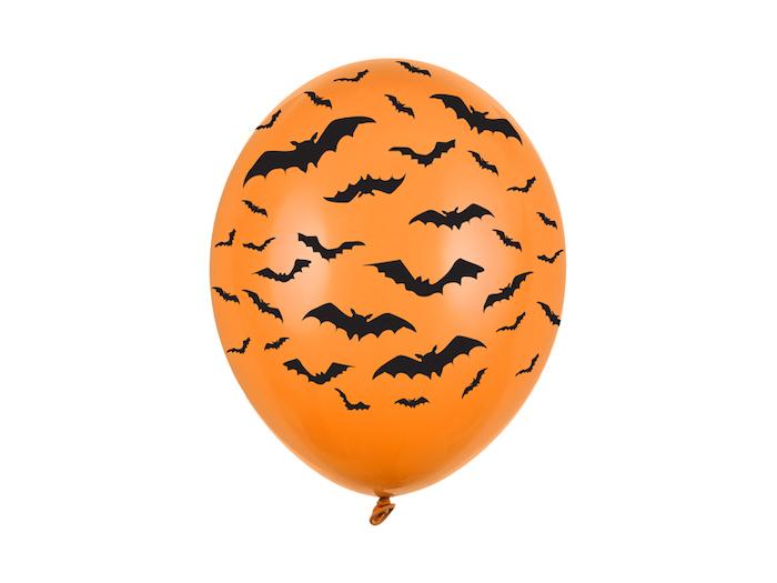 Orange Flagermus Balloner 6 stk. til Halloween Fest