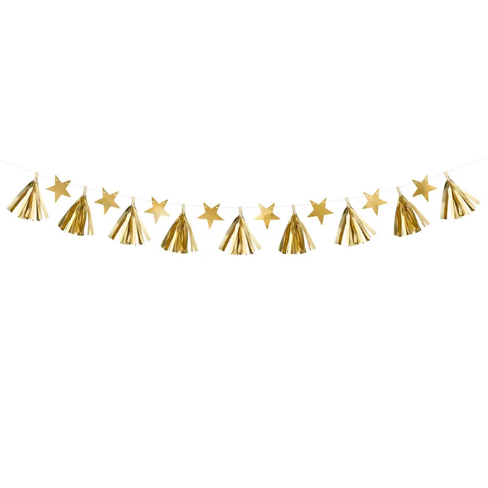 Guld Guirlande Med Stjerner     Meter