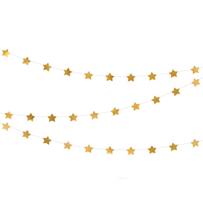 Guld Stjerne Guirlande     Meter