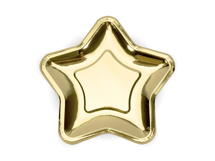 Guld Stjerne Paptallerken 6x 23