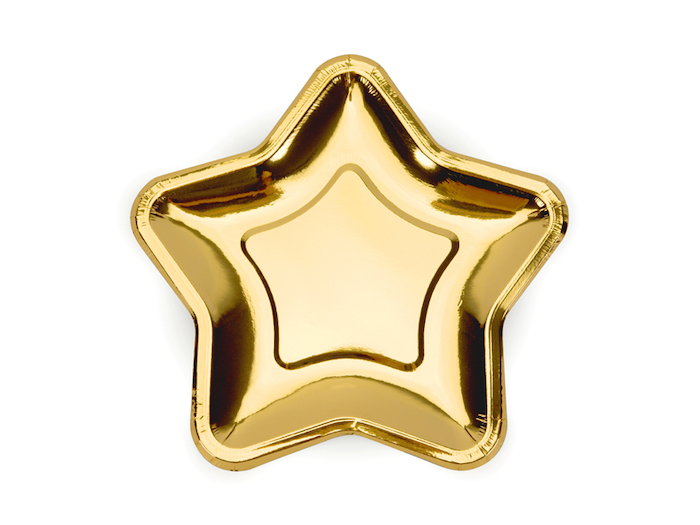 Guld Stjerne Paptallerken 6x 18