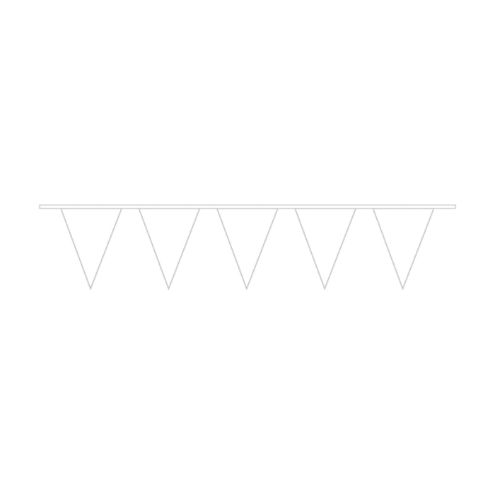 Hvid Plastik Flagguirlande 10 Meter