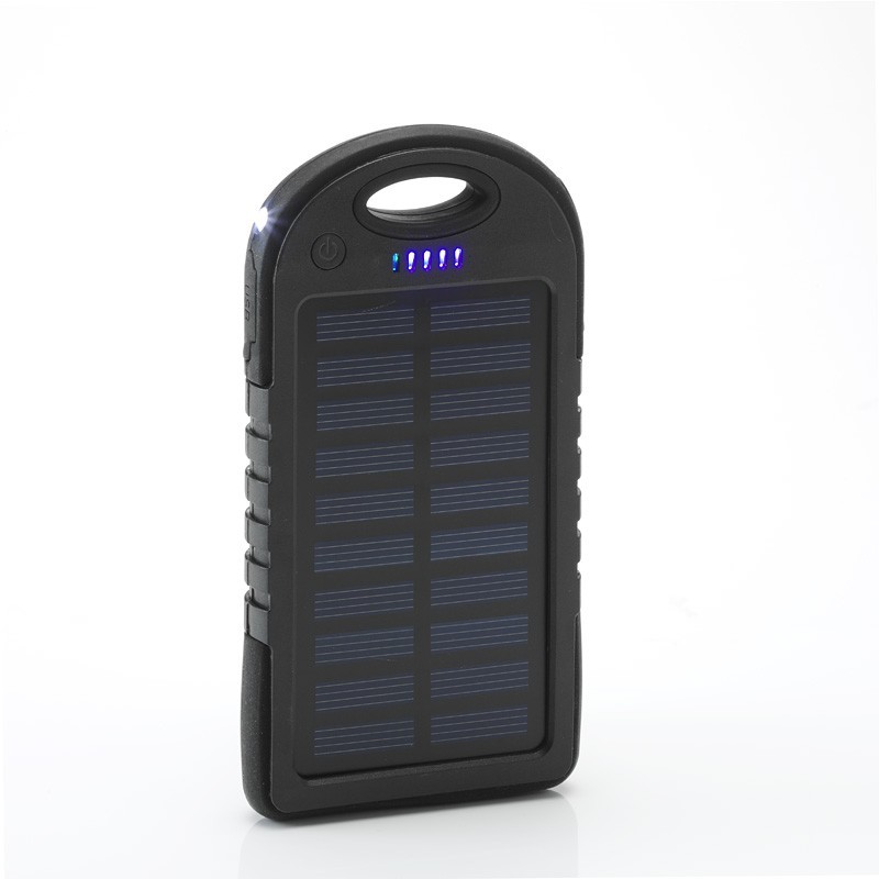 Powerbank Solcelle Genopladelig Solar Sort