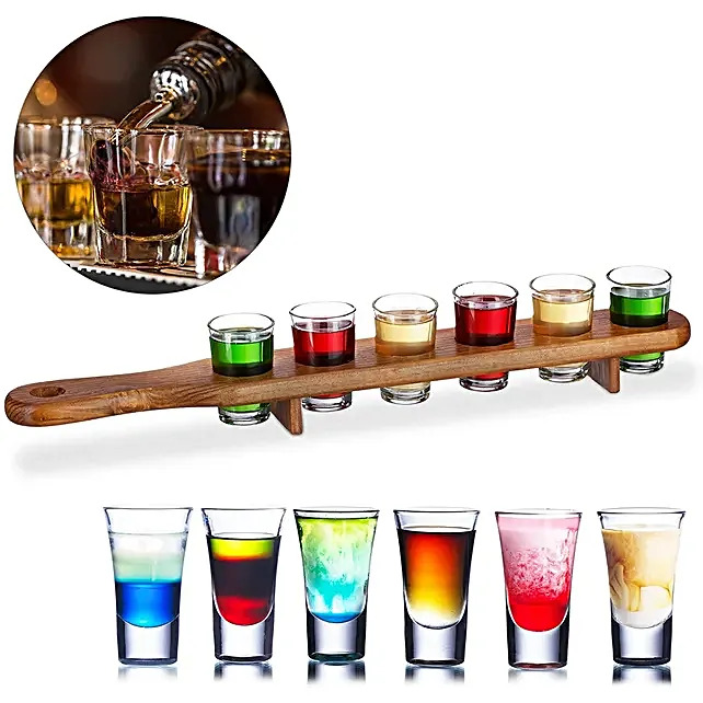 Shotholder   Træ Inkl 6x Shotglas