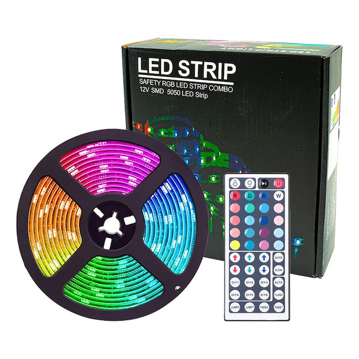 Farveskiftende Led Strip 20 Meter Inkl  Fjernbetjening